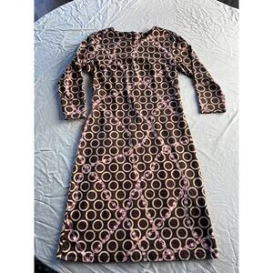 J.McLaughlin Sophia Sheath Dress in Brown Equestrian Circle Print Catalina Cloth